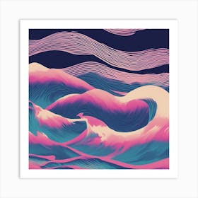 Minimalism Masterpiece, Trace In The Waves To Infinity + Fine Layered Texture + Complementary Cmyk C (20) Art Print