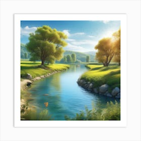 River In The Countryside 14 Art Print