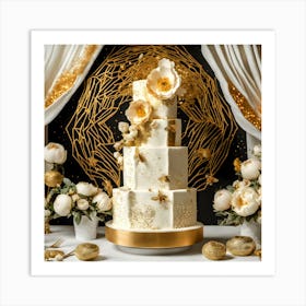 Gold Wedding Cake Art Print