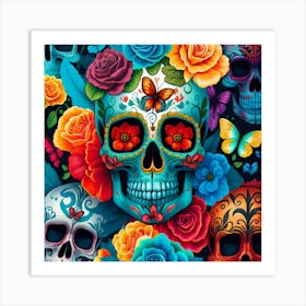 Day Of The Dead Skulls 4 Art Print