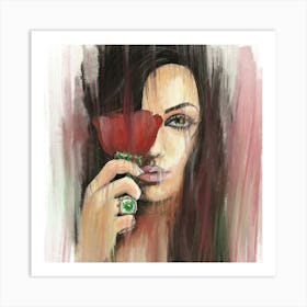 Girl with Rose Art Print