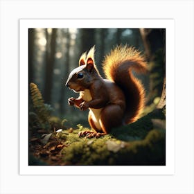 Red Squirrel In The Forest 46 Art Print
