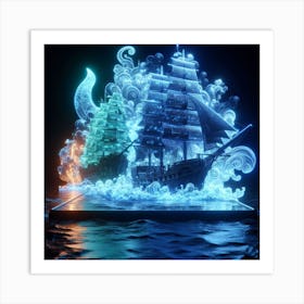Luminous sailboats amid thick smoke 1 Art Print