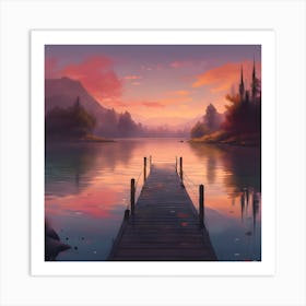 Sunset At The Dock Art Print