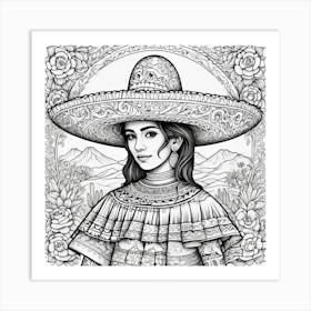 Mexican Girl In Sombren 1 Art Print