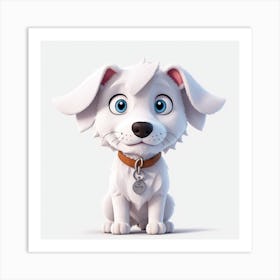 Cartoon Dog With Blue Eyes Art Print