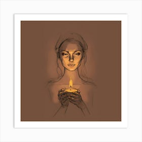 Woman Holding A Candle Art Print