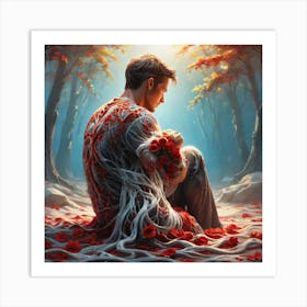 Man Holding A Rose Art Print