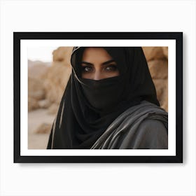 Muslim Woman In Black Hijab Art Print