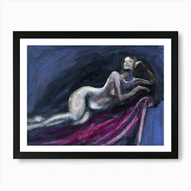 Naked Woman On Sofa Art Print