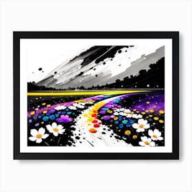 Flowers On The Road Art Print