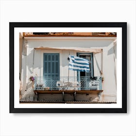 Balcony With Greek Flag Art Print