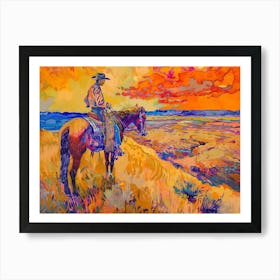 Cowboy Painting Great Plains 2 Art Print