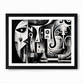 Enigmatic Encounter Abstract Black And White 11 Art Print