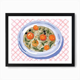 A Plate Of Olives, Top View Food Illustration, Landscape 3 Art Print