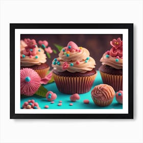Cupcakes On A Table Art Print