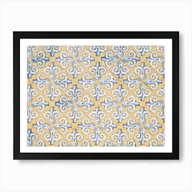 Tile Pattern In Yellow And Blue //  Valencia, Spain,  Travel Photography Art Print