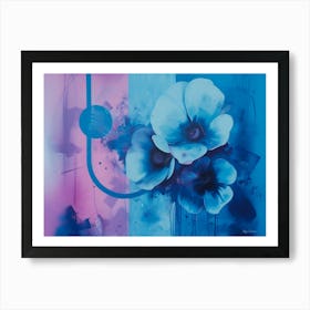 Blue and Pink Flowers Art Print