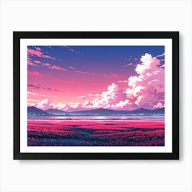 Pink Clouds Over A Lake Art Print