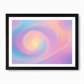 A Swirling Abstract Pattern In Pastel Shades Of Pink, Blue, And Yellow Art Print