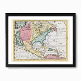 Kaart Van Noord Amerika (1735) Art Print