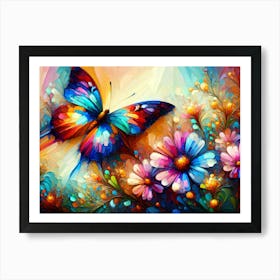 Butterfly And Flowers Art Print