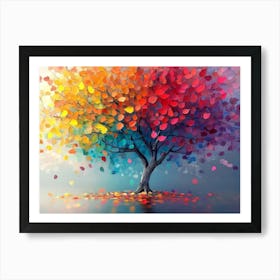 Elegant Colorful Tree With Vibrant Leaves Hanging Branches Art Print