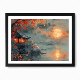 Moonlight Over The Lake 1 Art Print