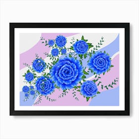 Blooming Blues - Modern Retro Inspired Modern Vibrant Floral Spiral Art Print