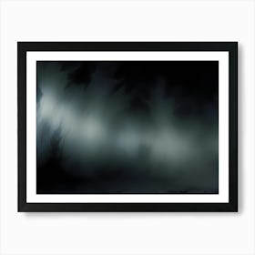 Dark Foggy Forest Background With Soft Light Art Print