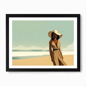 Illustration of an African American woman at the beach 78 Art Print