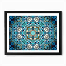 Pattern And Texture Blue Flower Watercolor And Alcohol Ink 2 Art Print