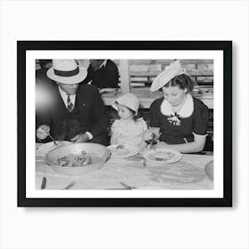 Portuguese American Family Eat Dinner At The Fiesta Of The Holy Ghost, Santa Clara, California By Russell Lee Art Print