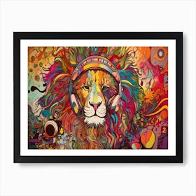 Dj Lion - Lion With Headphones Art Print