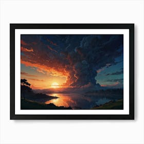 Sunset Over The Lake Art Print