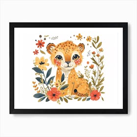 Little Floral Mountain Lion 5 Art Print