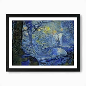 Arwen Aragorn Rivendell Lotr Van Gogh Nightcafe Colours Comfort Love Art Print