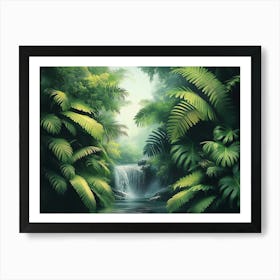 Waterfall In The Jungle 1 Art Print