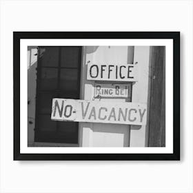 No Vacancy Sign At Tourist Court, Corpus Christi, Texas,As The Courts Have Filled Up With Workmen And Their Families Póster