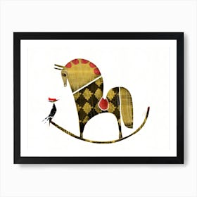 Rocking Horse Vs Woodpecker Art Print