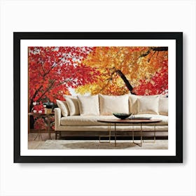 Autumn Foliage Comes Alive In This Design Leaves Flaunting A Riot Of Colors Including Crimson Verm 2 Art Print