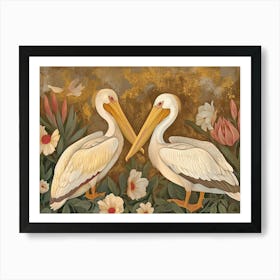 Floral Animal Illustration Pelican 3 Art Print