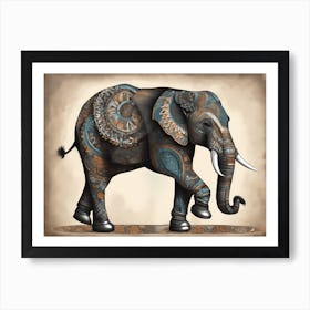 Playful Elephant In Leather Shoes, Whimsical Art, 1132 Art Print