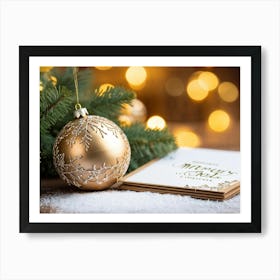 A Hand Made Decoration Of The Year A Perfect Winter Spectacle Where An Evergreen Tree Branch Rests (2) Art Print