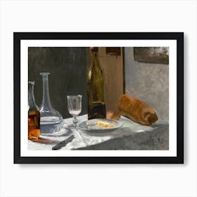 Still Life With Bottle, Carafe, Bread, And Wine (1862–1863), Claude Monet Art Print