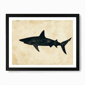 Blue Shark Grey Silhouette 1 Art Print
