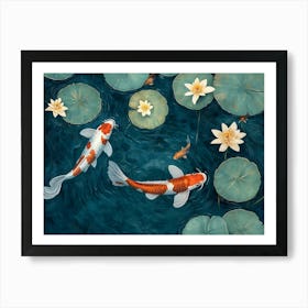 Koi Fish On Acrylic 2 Art Print