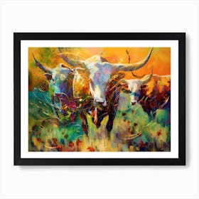 Bull Animal Art Illustration In A Painting Style 04 Art Print