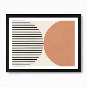 Mid-century Modern Half-circle Lines Abstract Geometric Orange Art Print