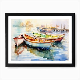 Boats In The Harbor 4 Art Print